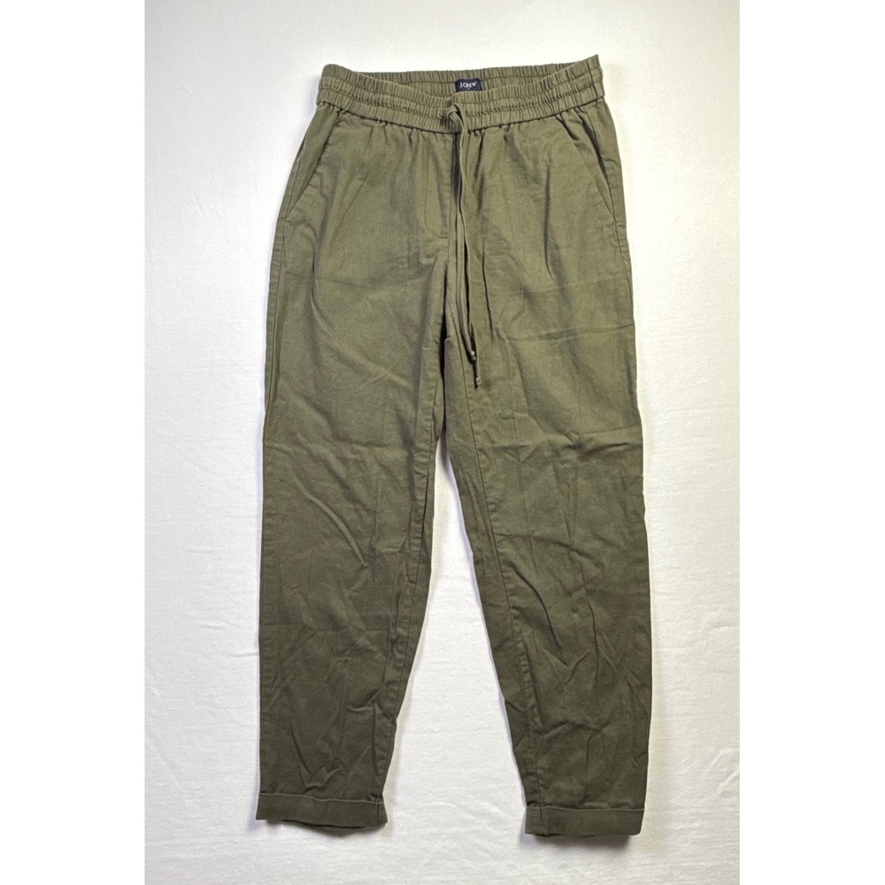 J. Crew Re-Imagined Olive Green Linen Cotton Blend Pull On Pants Size 0-2683